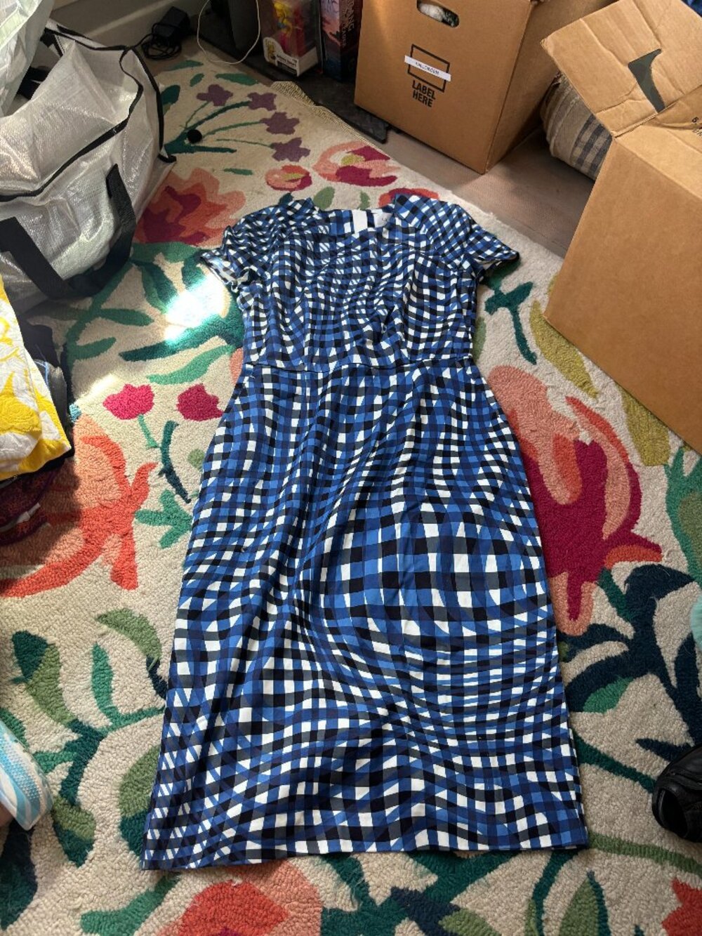 LK Bennett blue plaid sheath dress in size 6